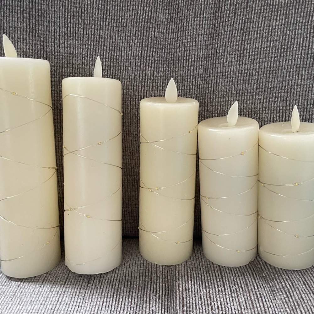 Elegant Cream LED Pillar Candle Set